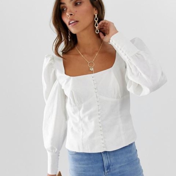 ASOS Tops - ASOS Design Linen Button Up Blouse Size 10